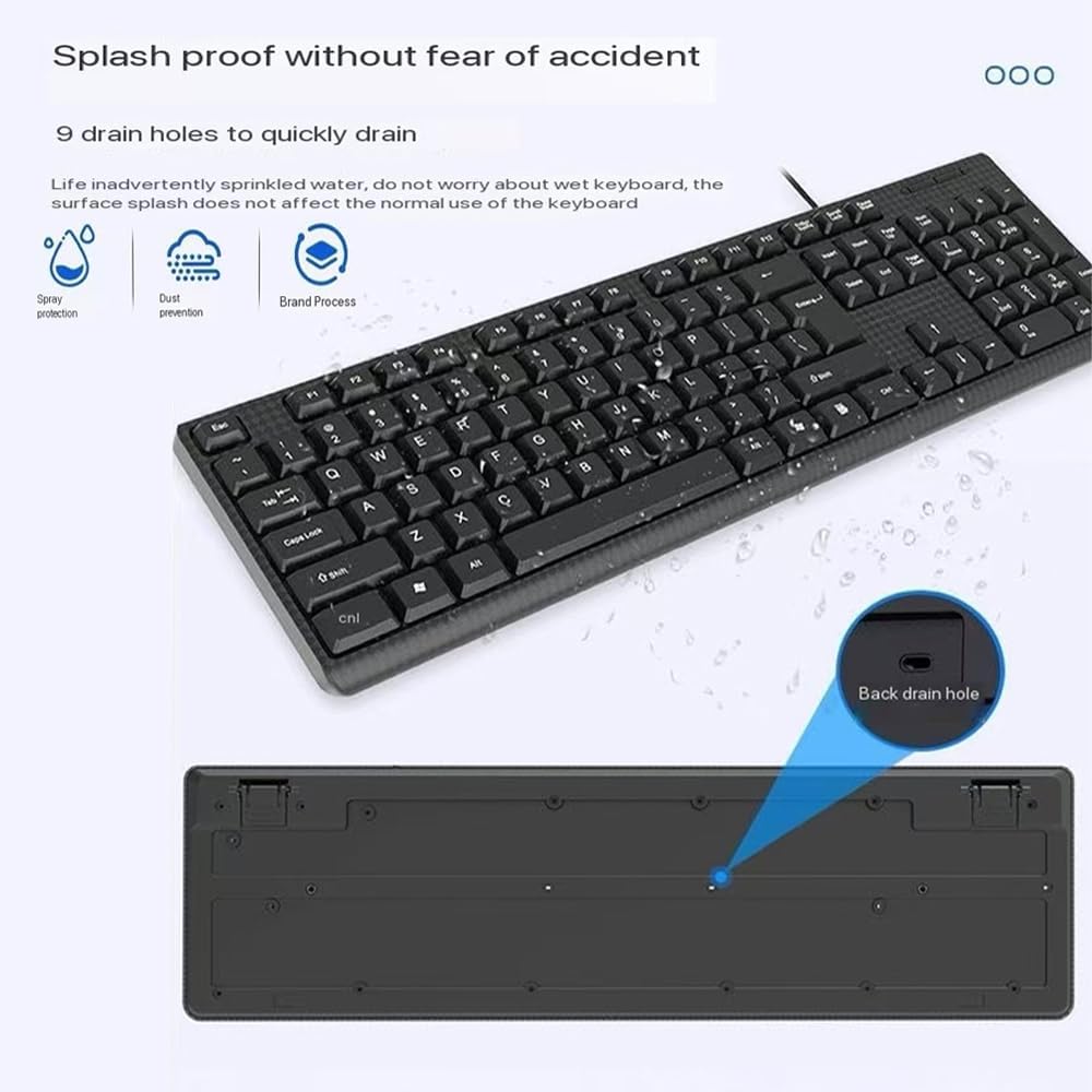 Yadojingcn 104 Wired Keyboard, Keys Wired Keyboard with Numeric Keypad, LED Indicators, Ergonomic, Comfortable Play