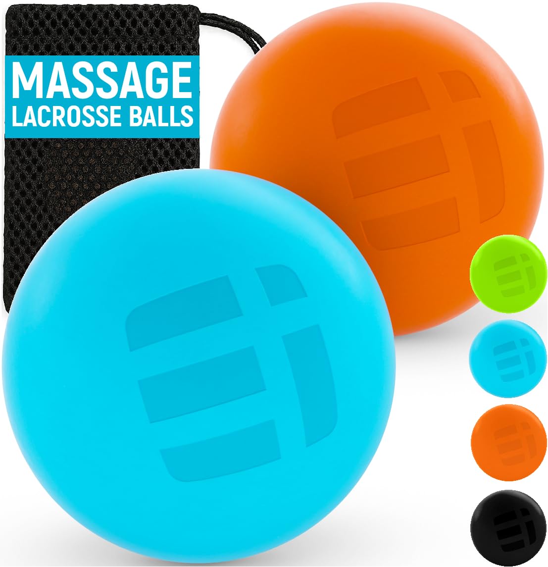 Massage Lacrosse Balls for Deep Tissue Relief - Trigger Point Therapy Ball Set for Plantar Fasciitis, Myofascial Release for Back, Shoulder, Foot - Massage Ball Roller - 2 Pack (Blue/Orange)