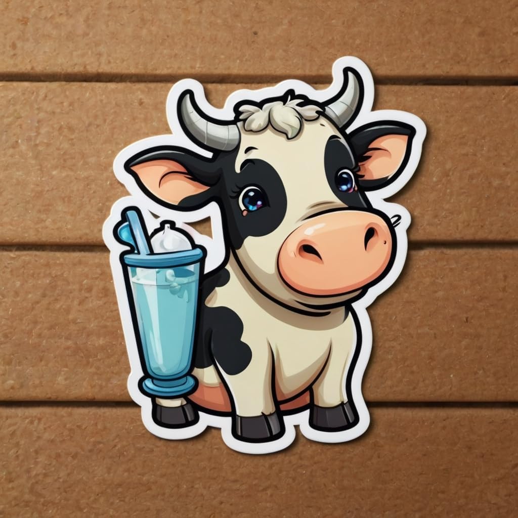 Acatalepsy Sticker 2in, 26) Cute Dairy Cow Stickers for Water Bottle Waterproof Vinyl Kawaii Animal Stickers for Laptop