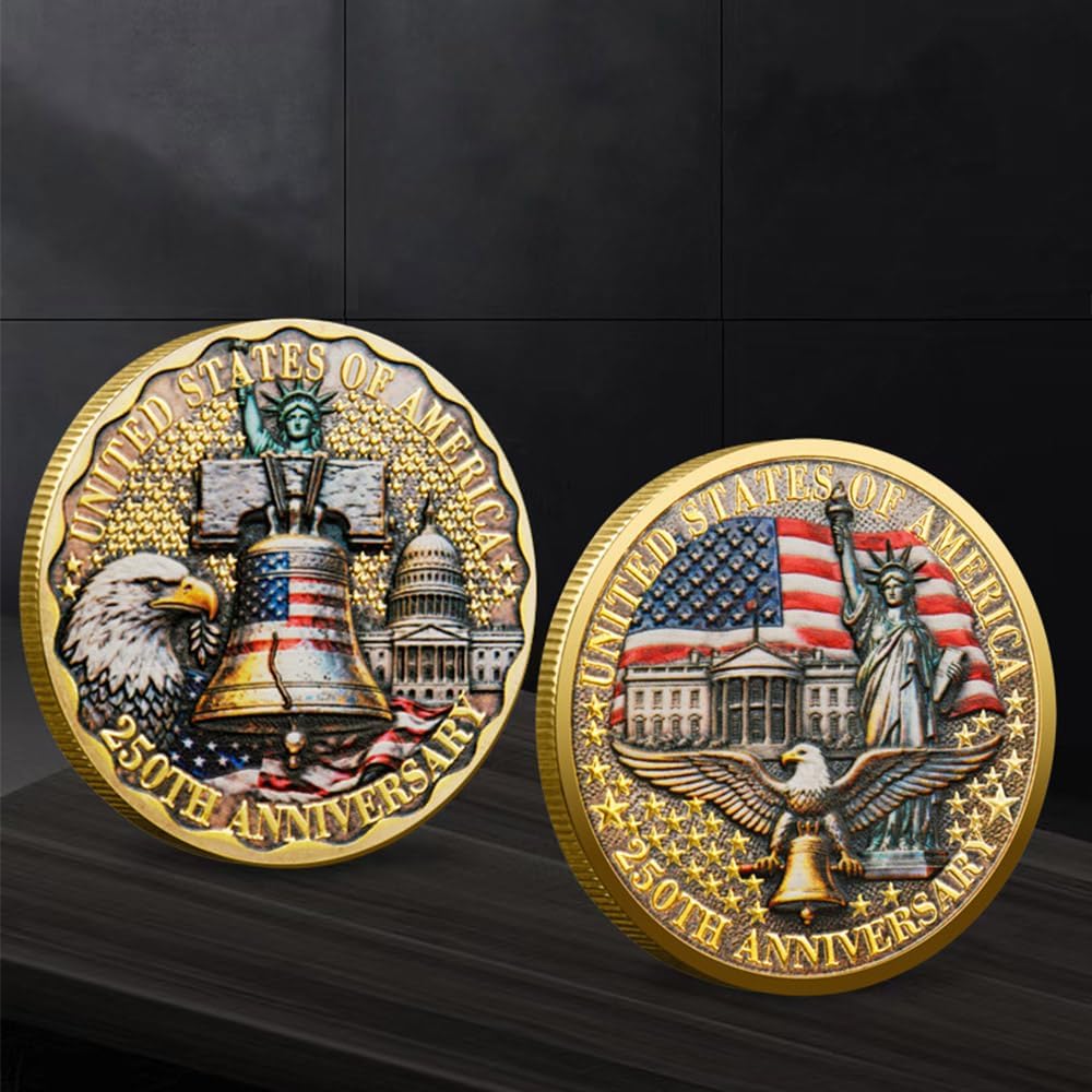 U.S. 250th Anniversary Commemorative Challenge Coin - Double-Sided High Relief Military Collectible for Veterans (1776-2026)