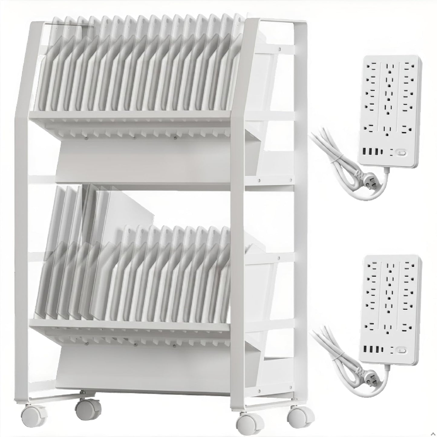 Yunphia US chromebook cart-32,Laptop Charging cart,Compatible with Any Screen Size, Easy Access Slots, Removable Dividers,Surge Protection.