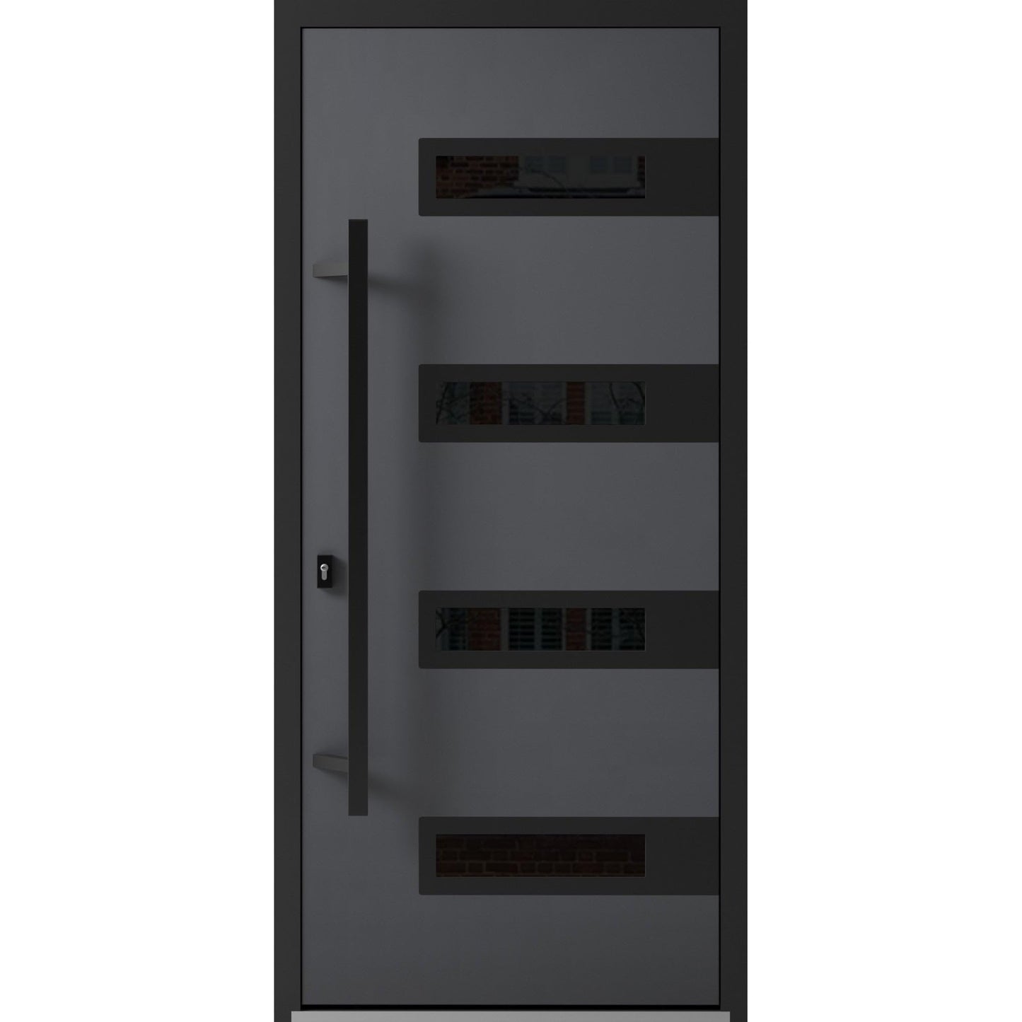 VDOMDOORS Ronex 0131 | Grey | Exterior Steel Single Front Door | Right-Hand inswing | Size: 36" x 80" | Prehung