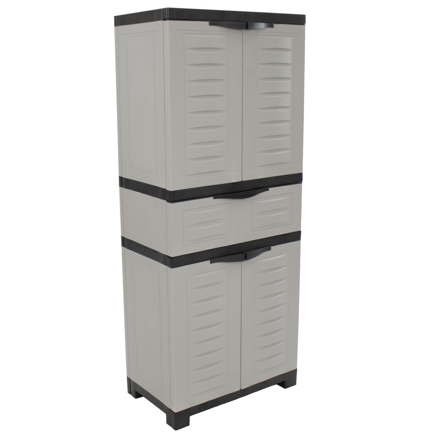 Sunnydaze 57" H Resin Garage Storage Cabinet - Garage Cabinet with 2 Adjustable Shelves - Freestanding Utility Storage for Laundry Room, Office, Basement - Gray