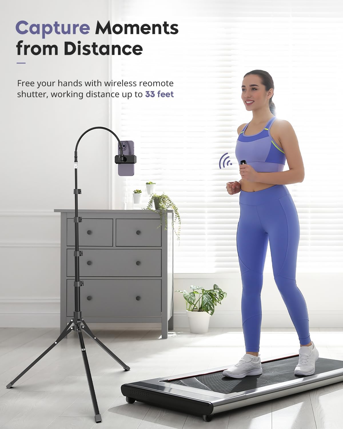 Aureday 92" 15" Phone Tripod, Cell Phone Stand with Gooseneck, Remote and Phone Holder, Overhead & Selfie Stick