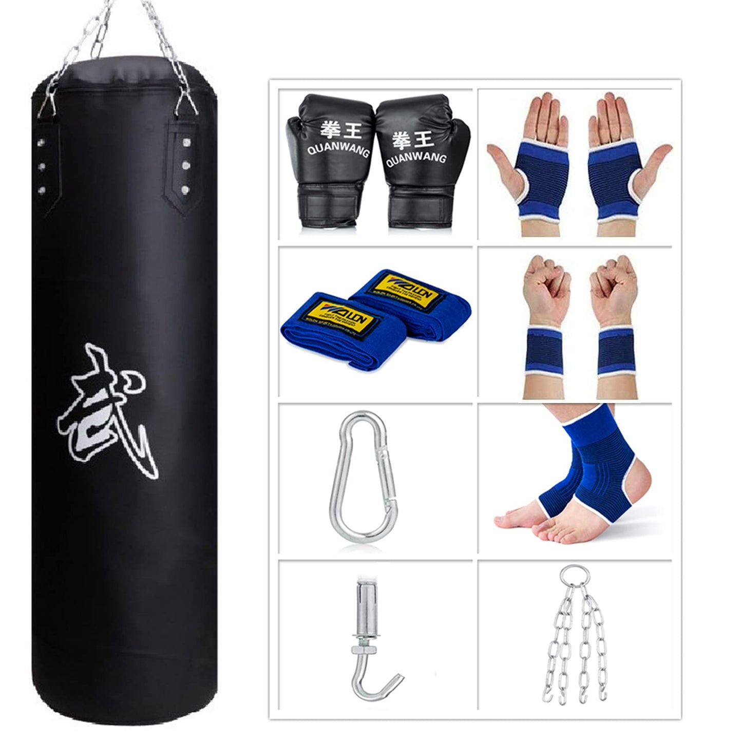 SFEEXUN Punching Bag for Man Women Youth Teens, Indoor/Garden Boxing Bag Unfilled Heavy Bag Set with Punching Gloves, Chain, Ceiling Hook for MMA, Kickboxing, Muay Thai, Karate, Taekwondo