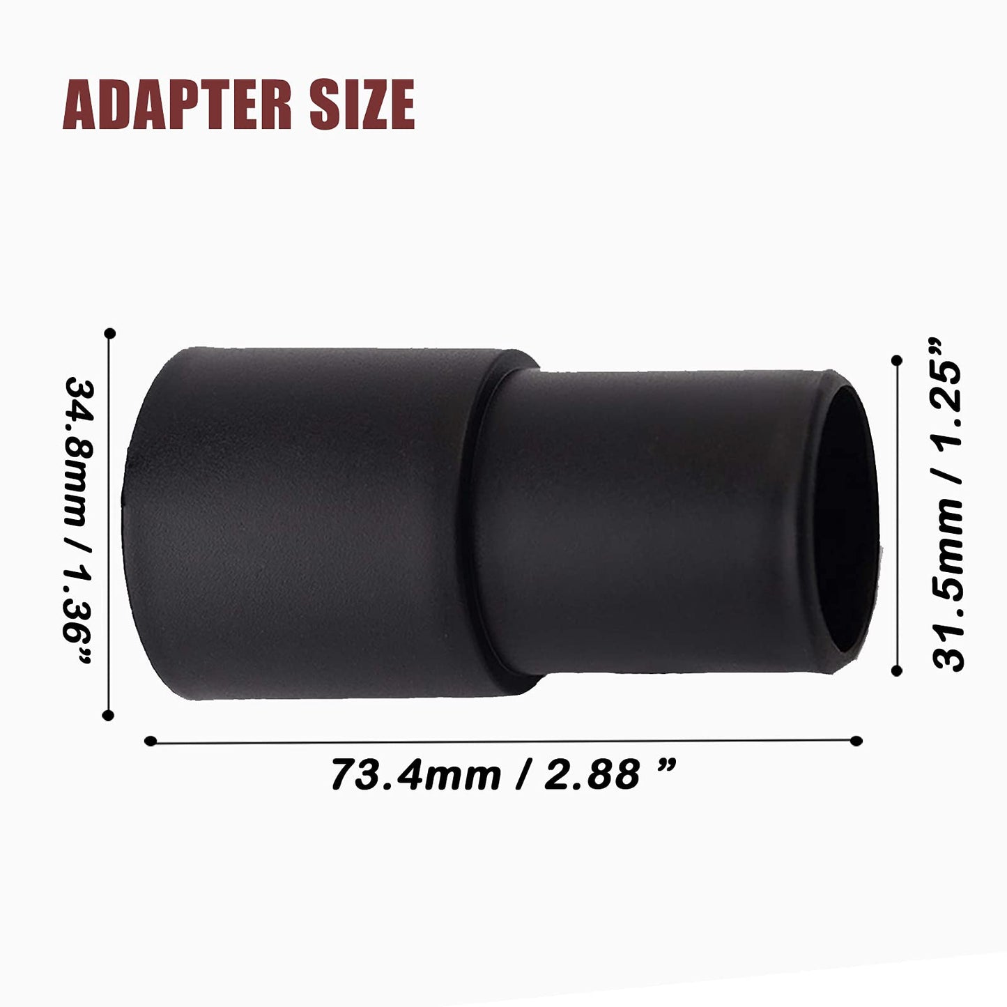 Round Dust Brush 25mm Soft Horse Hair 1.25” Vacuum Attachment Replacement with 1-1/4" to 1-3/8 Horse Adapter