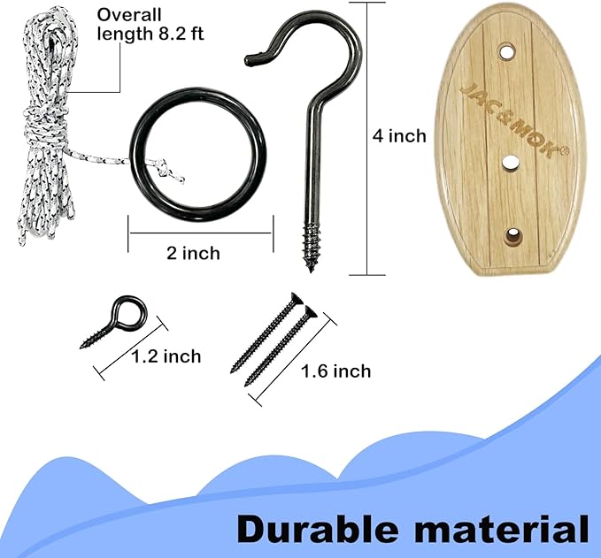 Hook and Ring Toss Game Swing Game DIY Kit -Stainless Steel Ring, Polyester Rope and Hardware