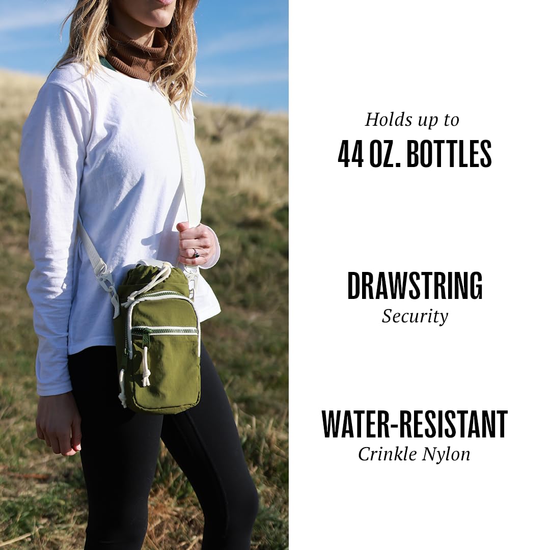 Thread Wallets Aqua Sling - Carry Your Water Bottle with Pockets for Cash, Phone, and Keys (Olive)