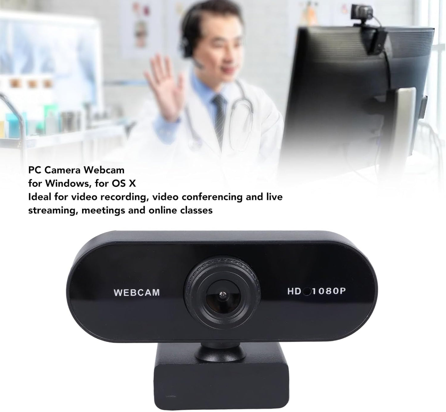 Topyond 1080P Webcam for PC and Laptop, Streaming Webcam with Microphone, External USB Camera for Online Calling, Video