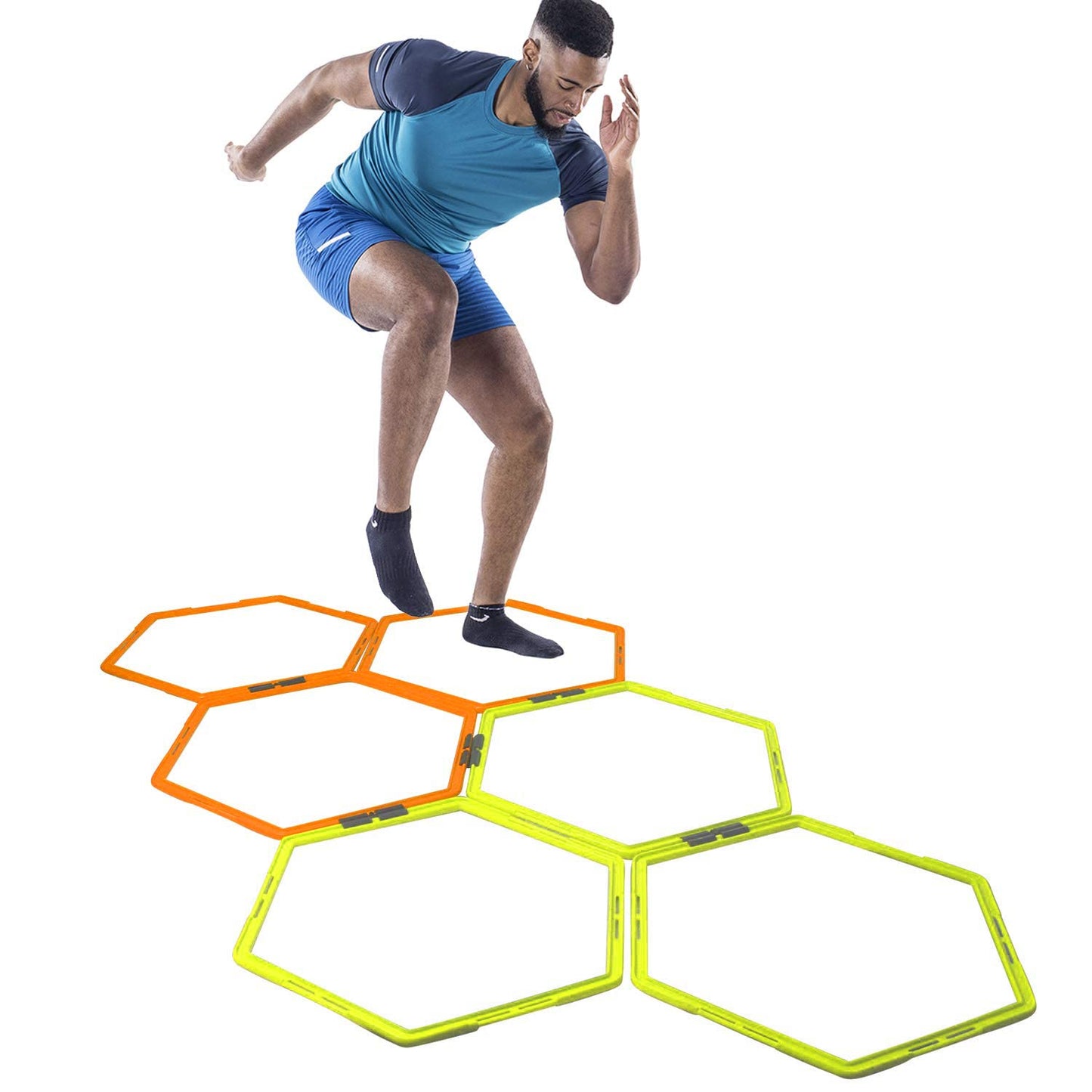 ZUKAM Hex Agility Rings for Speed Training & Agility Footwork Training Speed Hurdles Ladder with Carrying Bag (6 Rings)