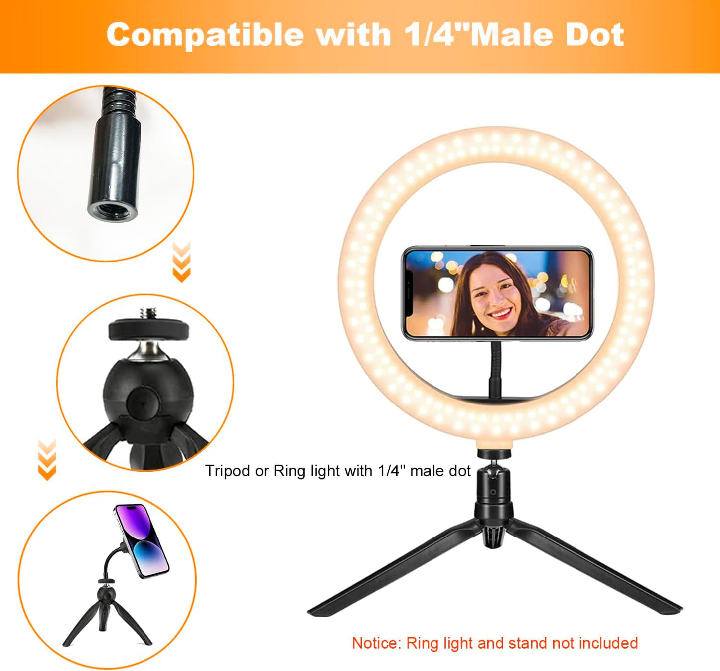 16 15 14 13 12 Ring Light Phone Holder Attachment, Strong Magnetic Phone Holder for Ring Light and Tripod Stand