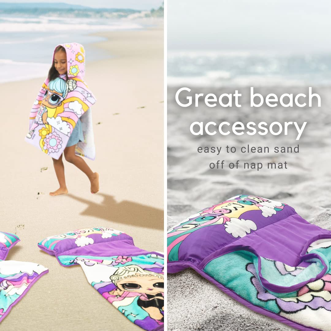 LOL Surprise! 24"(W) X 45"(L) Soft Toddler Nap Mat with Pillow and Blanket Perfect for Preschool, Daycare, and Travel (100% Official Licensed Product)