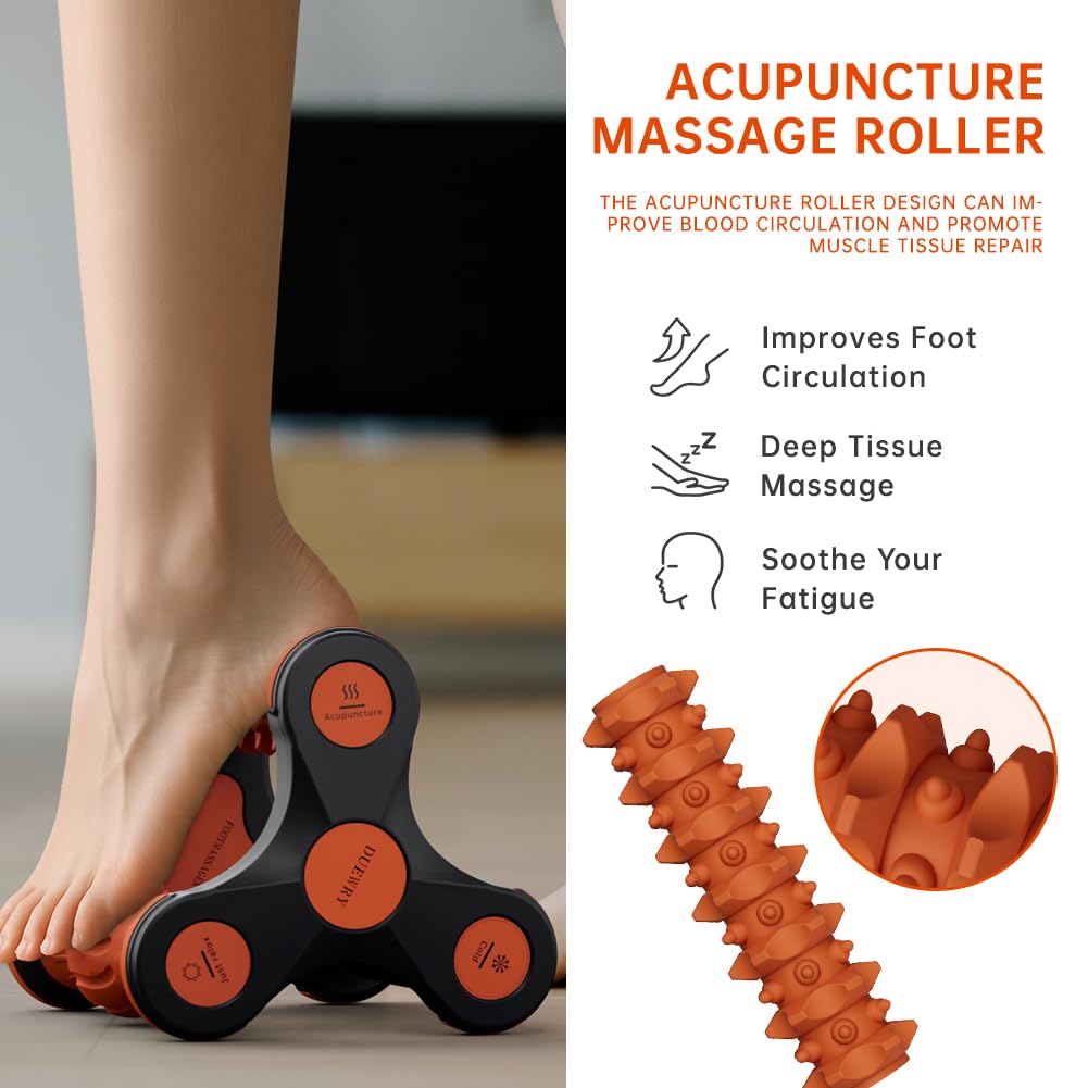 Duewry Plantar Fasciitis Relief Massager with Ice Pack, Cold Therapy & Reflexology Foot Roller for Instant Neuropathy Pain Relief, Foot Massager for Circulation, Reduce Swelling to Happy Health Foot
