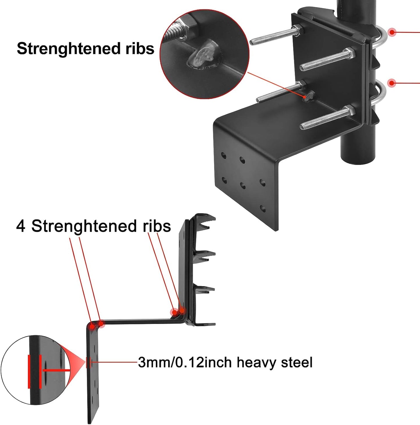 EXDLBFU 6 Antenna Mount Outdoor Antenna Pole Mast Mount Bracket- Heavy Duty Steel with U-Bracket Assembly + Screws