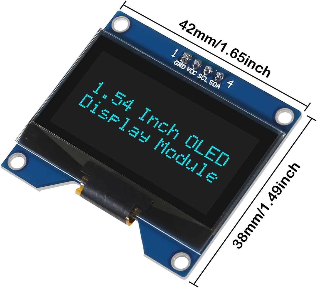 Coliao 1.54 Inch 12864 128x64 SSD1309 I2C 4 OLED Module Driver IIC Serial Interface Self-Luminous Display Board