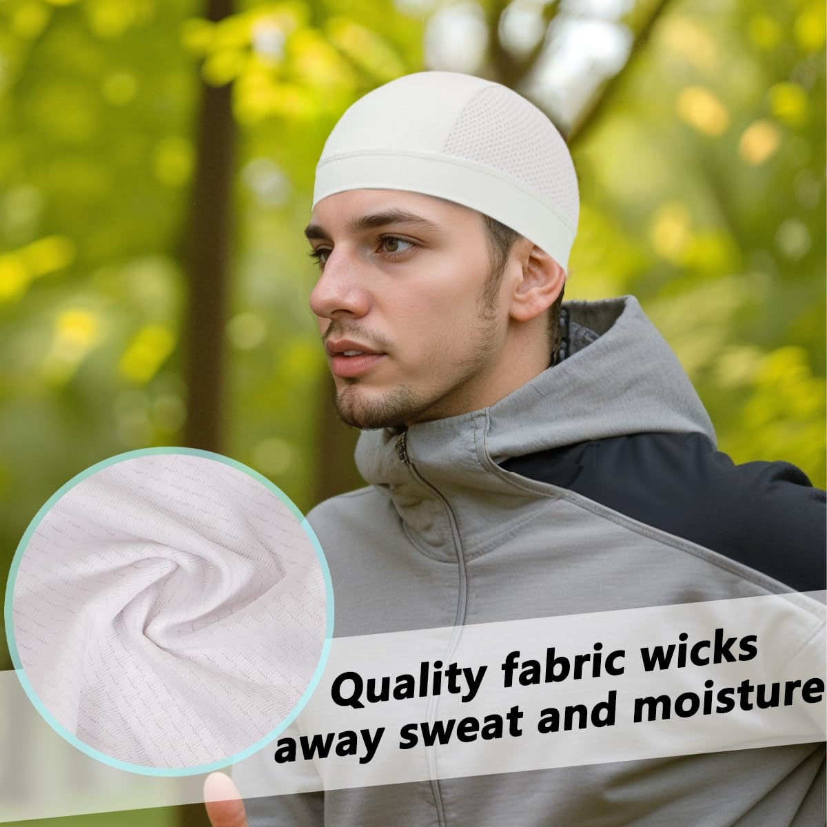 LMMHEIZI 2 Pack Summer Skull Cap Helmet Liner Breathable Cooling Beanie Running Cycling Hat for Men Women