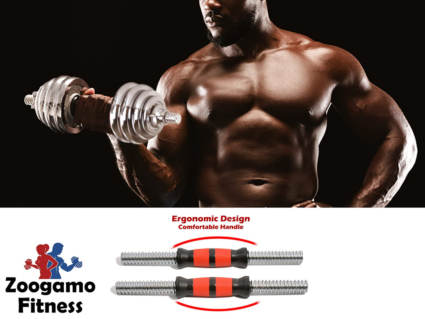 Zoogamo Cast Iron Adjustable Dumbbells Weight Set to 66Lbs / 44LBS, Free Weight with Connecting Rod Used As Barbell, for Men and Women Home Gym Work Out Training Fitness Equipment All-Purpose (66)