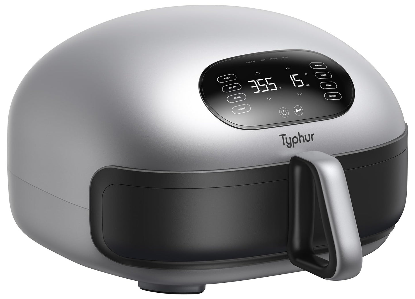 Typhur Dome 2 AI Smart Air Fryer, 15-in-1 Large Flat Airfryer with Top & Bottom Heating, Self-Cleaning Digital Fryer, PFAS-Free Ceramic Basket, Fits a 12" Pizza or Steaks, Whisper-Quiet, 120V