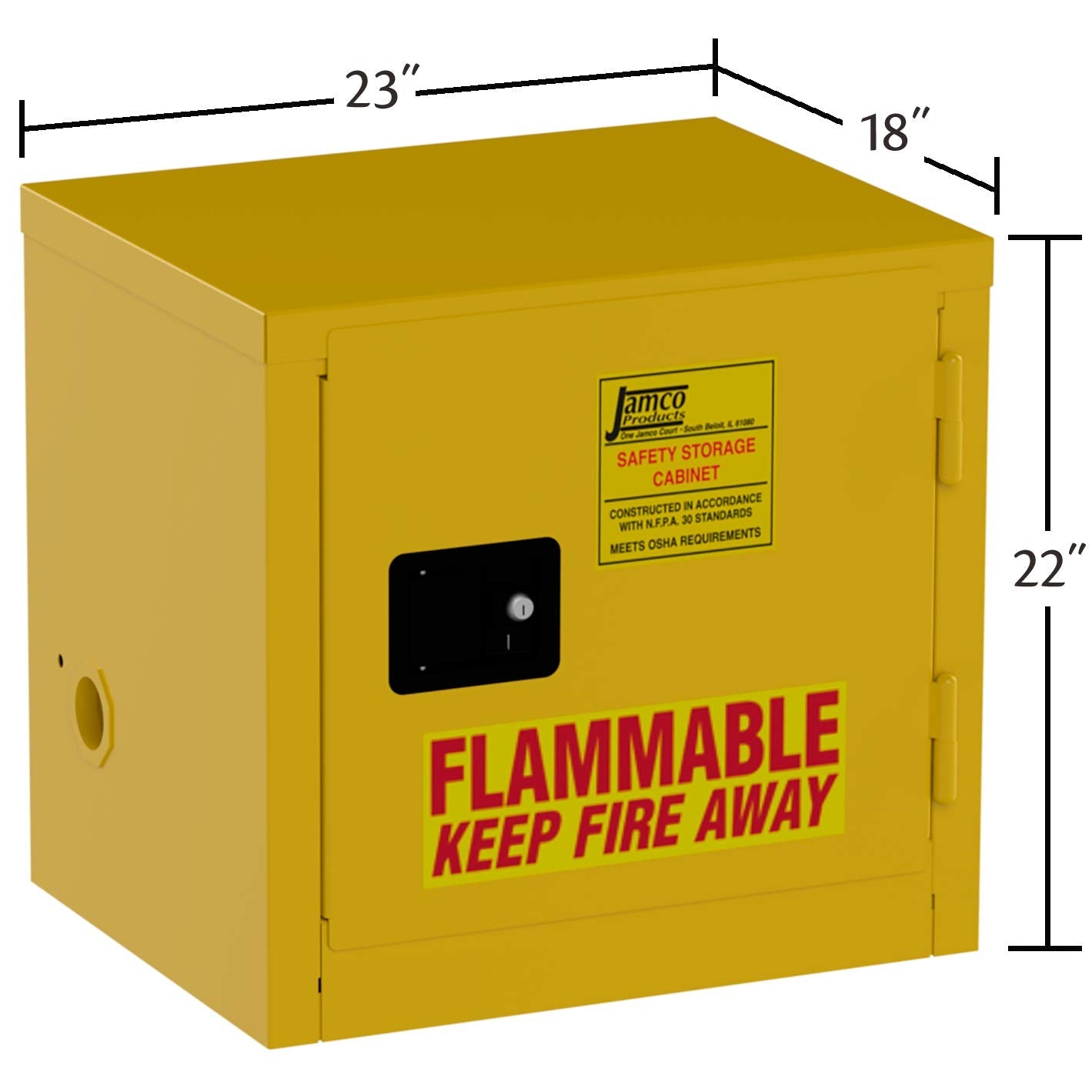 Jamco 6 Gallon Safety Steel Under Counter Metal Storage Cabinet for Flammable Liquids with Manual Closing Doors, Non Forkliftable, 23-Inch x 18-Inch x 22-Inch, Yellow