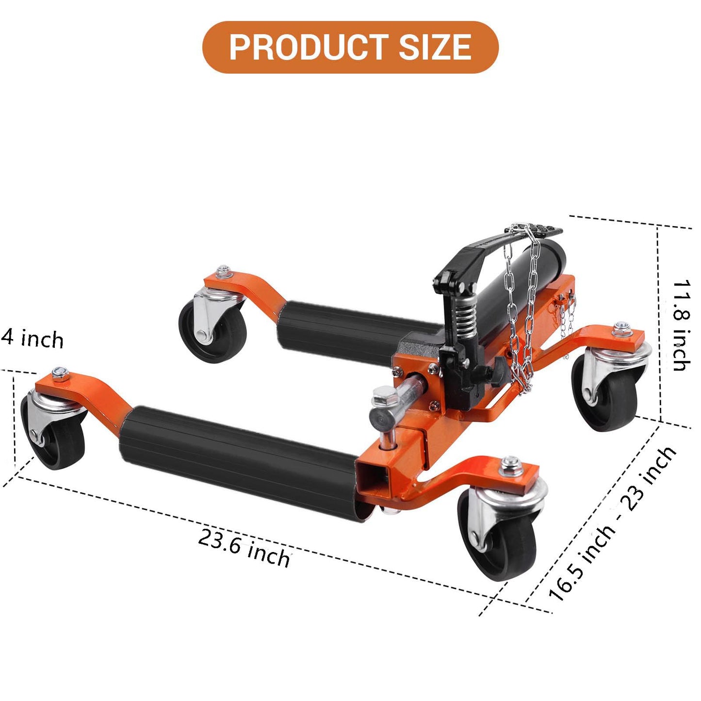 GarveeTech 2 Pcs Car Wheel Dolly with Hydraulic Tire Jack, 1500 LBS Capacity Trailer Dolly for Vehicle Positioning for Truck RV Trailer, Orange