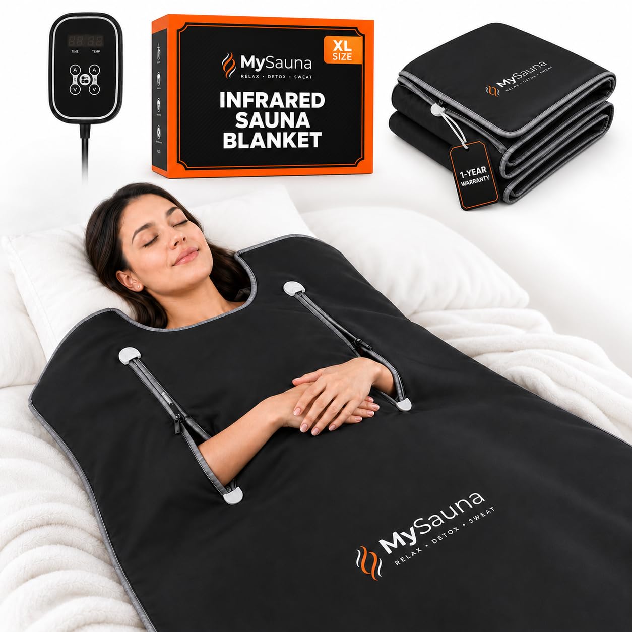 MySauna XL Infrared Sauna Blanket | Fits Him & Her | Fast Sweat, Sauna Bag Reaches 176°F | At-Home Sauna Blanket for Detox & Relaxation | Size 6.2 x 3 ft | Includes Carry Bag & Upgraded Control Panel