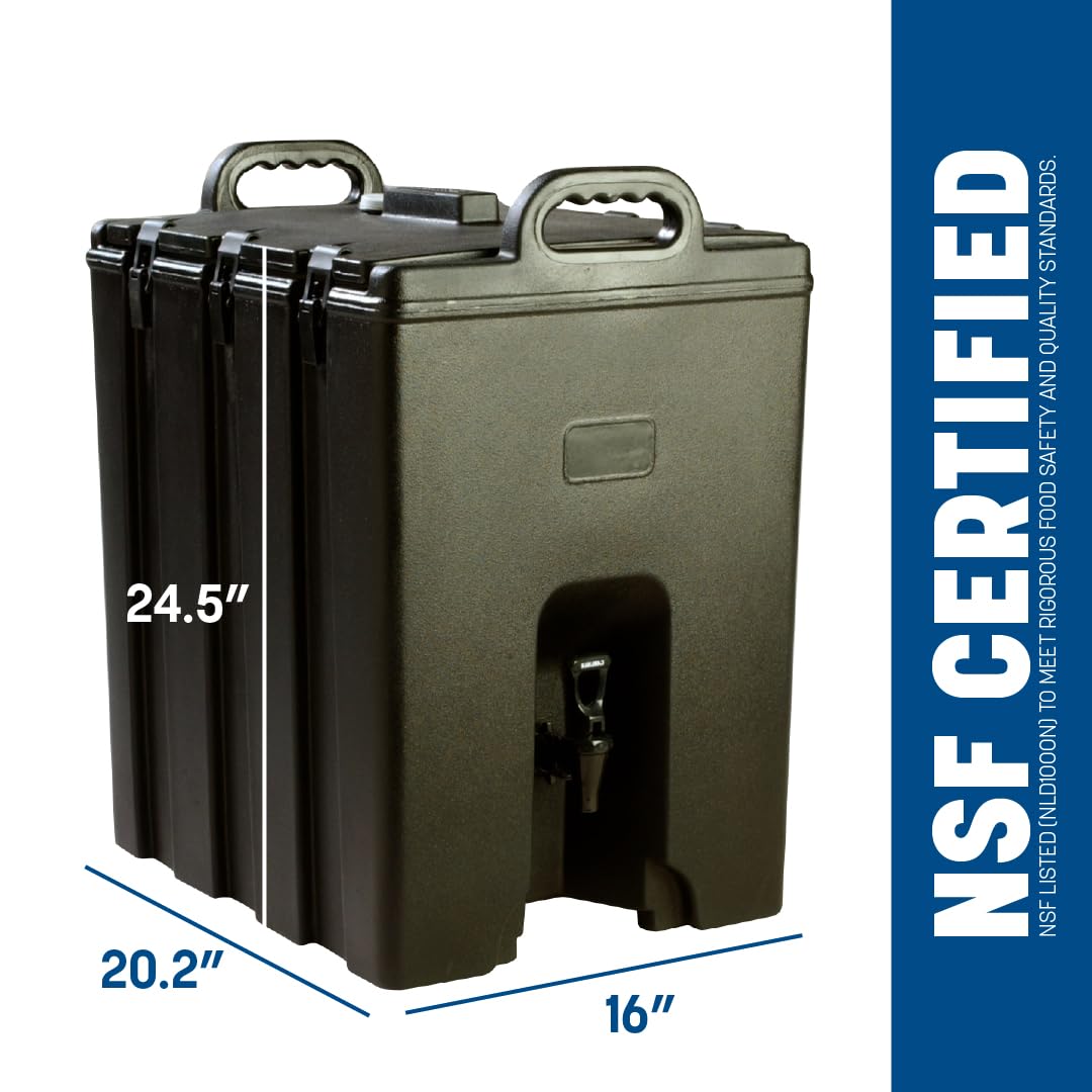 Carlisle FoodService Products Cateraide Insulated Beverage Dispenser with Handles for Catering, Events, Kitchens, and Restaurants, Plastic, 10 Gallons, Black