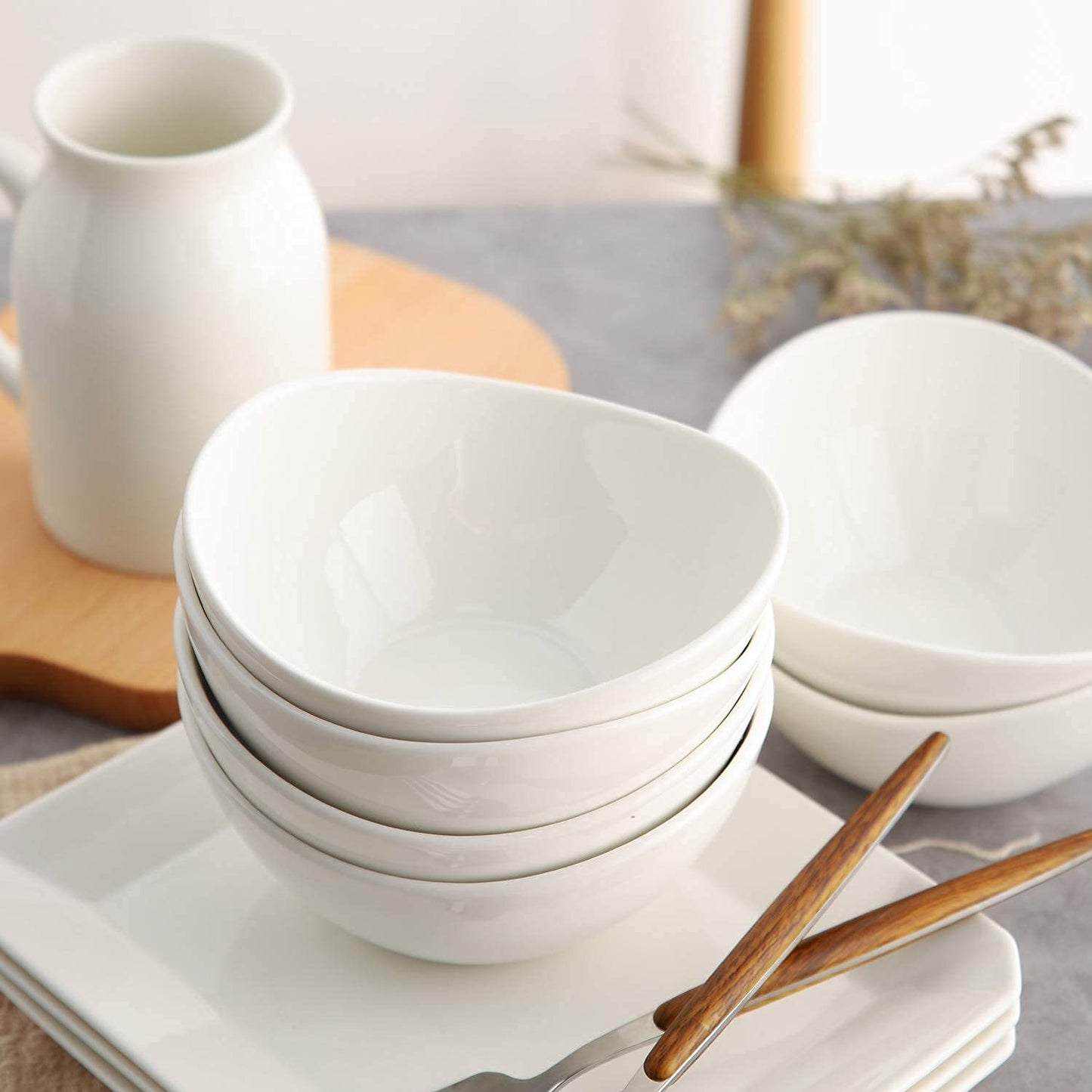 Samsle Porcelain Small Serving Bowls, 10 Ounce Dessert Bowls for Ice Cream Snacks Appetizer Candy Dishes, Dishwasher Safe Durable Ceramic White Bowl for Party, Set of 6