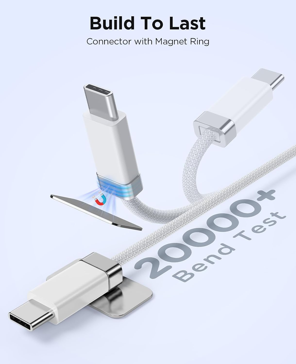 3.3FT 3A 2 17 StayCable USB A to USB C Cable with Built-in Magnetic Holder for Nightstand, Desk and Car, Fast Charging