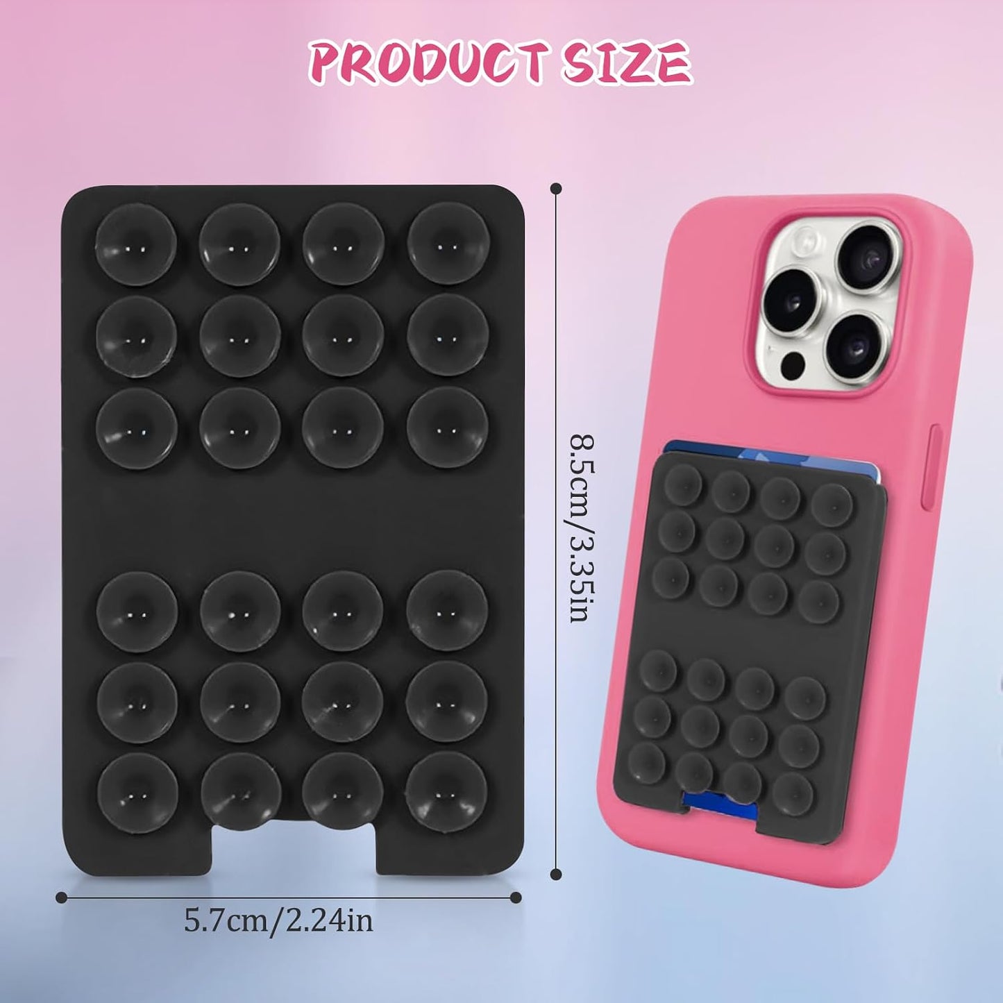2 PCS Silicone Suction Cup Phone Case Card Holder - Hands-Free, Sturdy Grip Holder, Suitable for Storing Bus Passes, ID