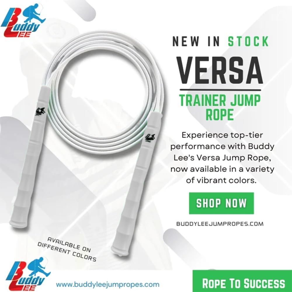 Buddy Lee New Versa Trainer Jump Rope – White – Adjustable Speed Rope for Fitness, Cardio & Training – Lightweight, Durable & Ergonomic Handles
