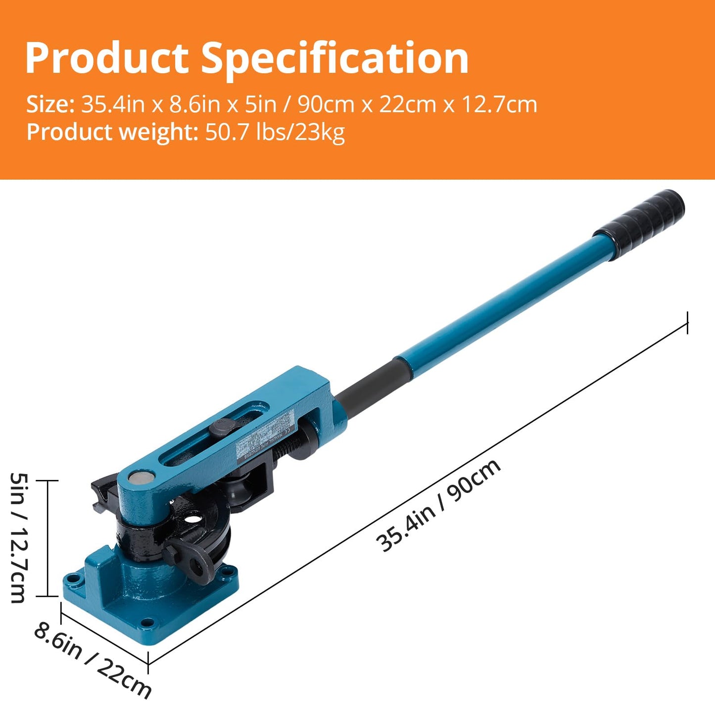 Tube Bender, 3/8" to 1" Manual Tube Bender with Tube Cutter and 7 Sturdy Dies, 0-180° Easy and Fast Bending, Heavy Duty Steel Metal Copper Tube Bender for Repair Shops