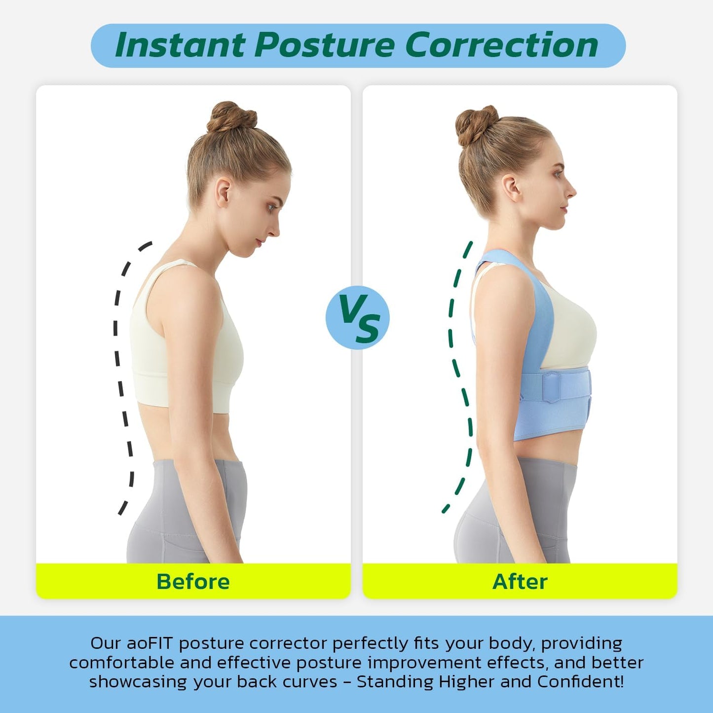 aoFIT Posture Corrector for Women, Lightweight and Breathable Back Brace for Pain Relief, Rounded Shoulders and Hunchback, Compact & Portable with Fashionable Design, Invisible Under Clothes Blue XL