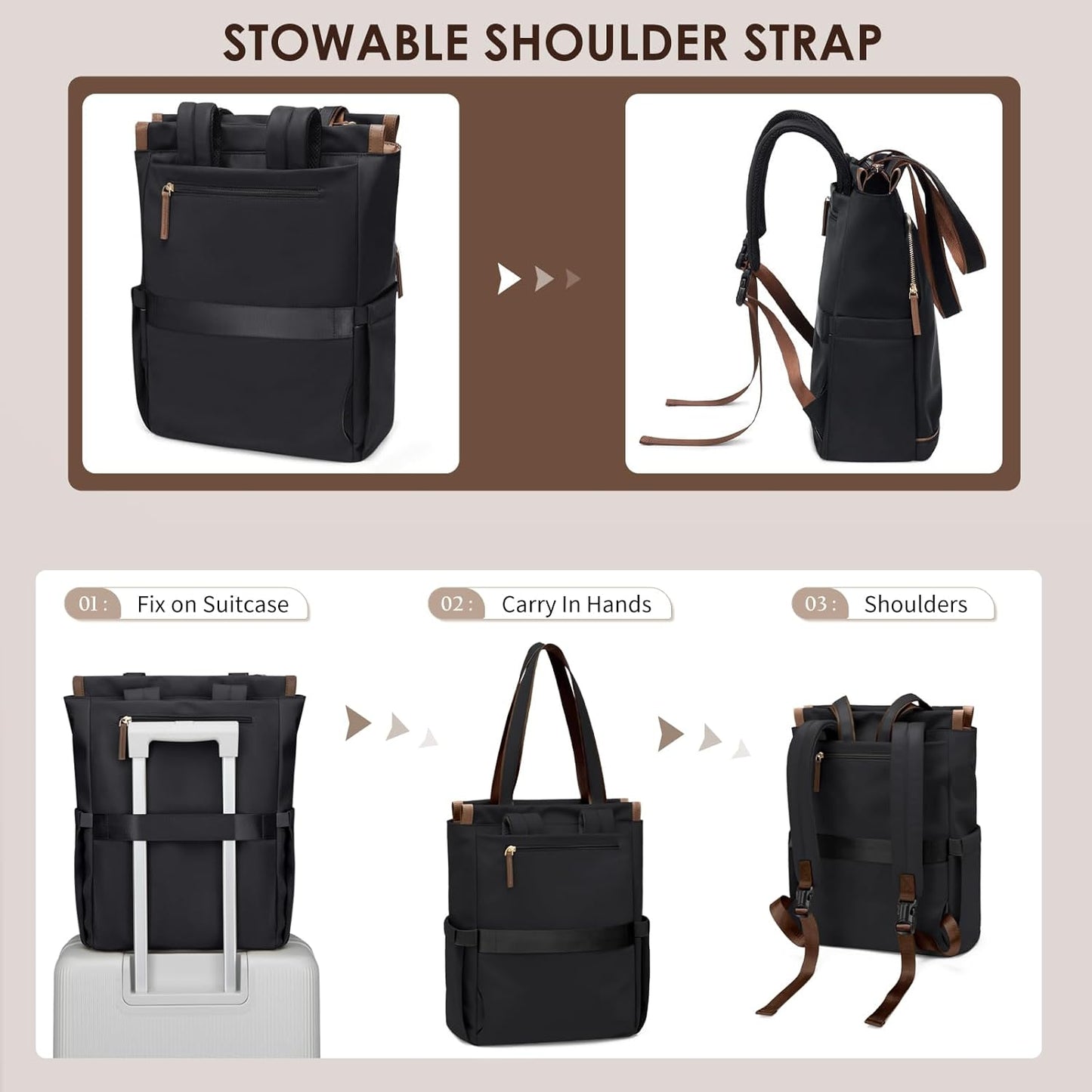 Backpack Daypack GOLF SUPAGS Convertible Laptop for Women Casual Notebook Tote Bag for Work College Travel Leisure