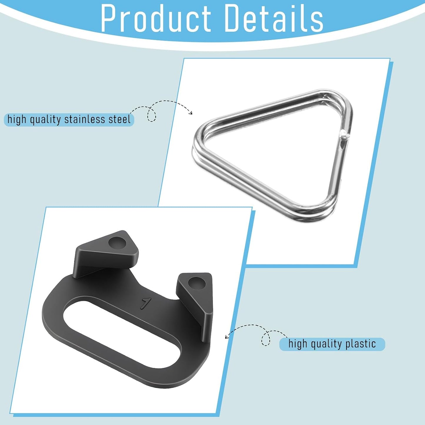 Bruislard 4Pcs Camera Strap Clips Camera Triangle Split Ring Stainless Steel Strap Hook Lug Ring with Plastic Cap