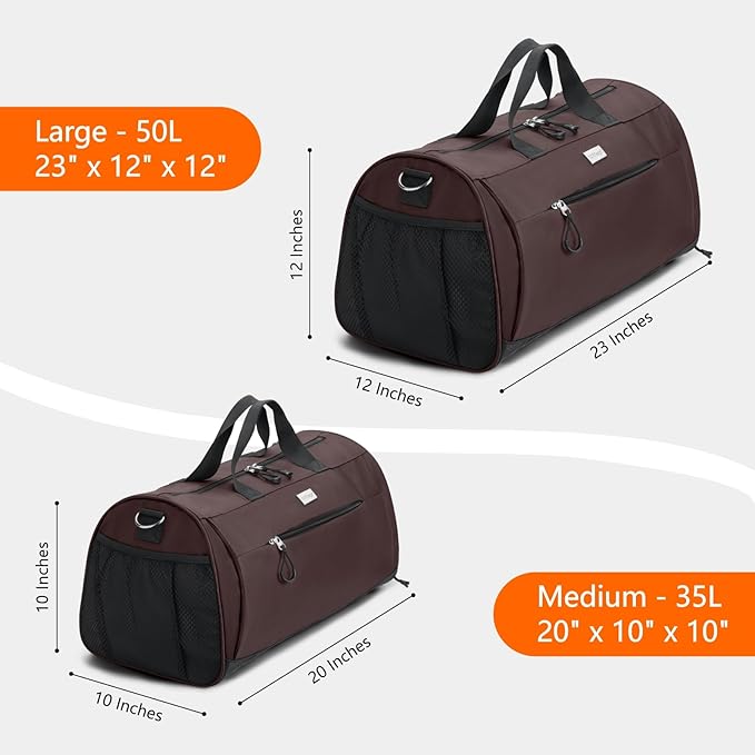 TOPDesign Gym Bag for Women & Men, Unisex Duffel Bag with Shoe Compartment & Wet Pocket for Travel Sports Gym (M Brown)
