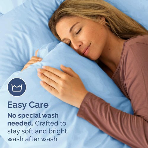 King Standard Pillow Cases - Soft Hotel Quality Covers | Comfy, Fade-Free & Wrinkle Resistant - Light Blue Set of 2