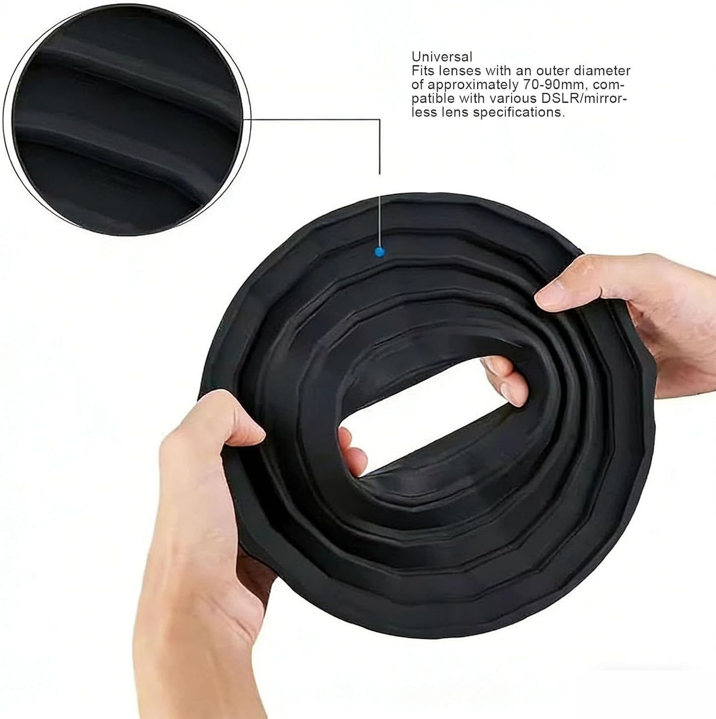 Dpofirs 70-90mm AntiGlare Camera Lens Hood | Silicone Folding Shade for Lenses, Portable Travel Accessory for DSLR