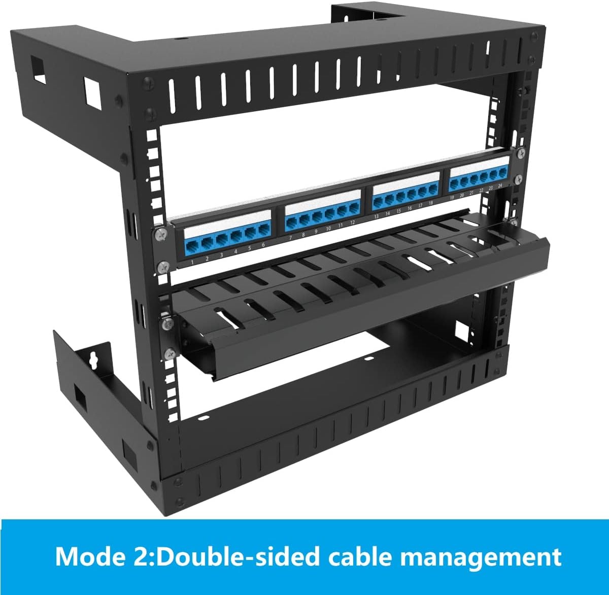 JINGCHENGMEI 2 Pack 1U 12 19-inch of All Metal Cable Management Horizontal Rack Mount Cable Manager with Big Finger