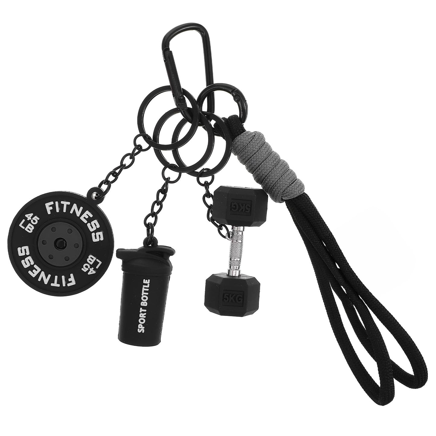 Molain Gym Keychain for Women Men, Silicone Dumbbell Keychain Motivational Fitness Gifts for Gym Lovers Weight Lifting Gift(Black)