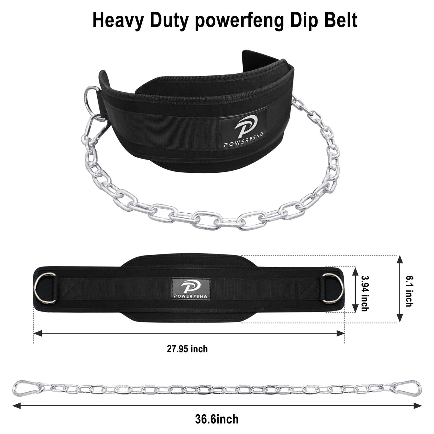 Dip Belt for Weight Lifting: Dip Belt with Heavy Duty Steel Chain for Weighted Dips, Pull Ups, Squats - Weighted Dip Belt for Strength Training Gym Home