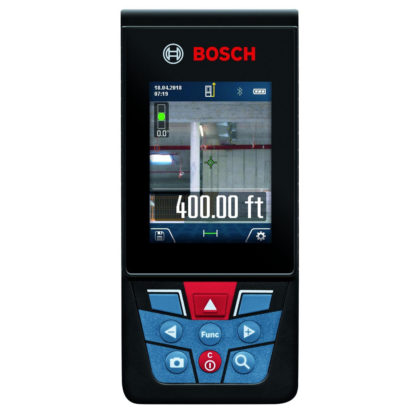 BOSCH GLM400C 400 Ft Blaze Outdoor Connected Laser Measure with Viewfinder, Includes 3 AA Batteries, Hand Strap, & Pouch