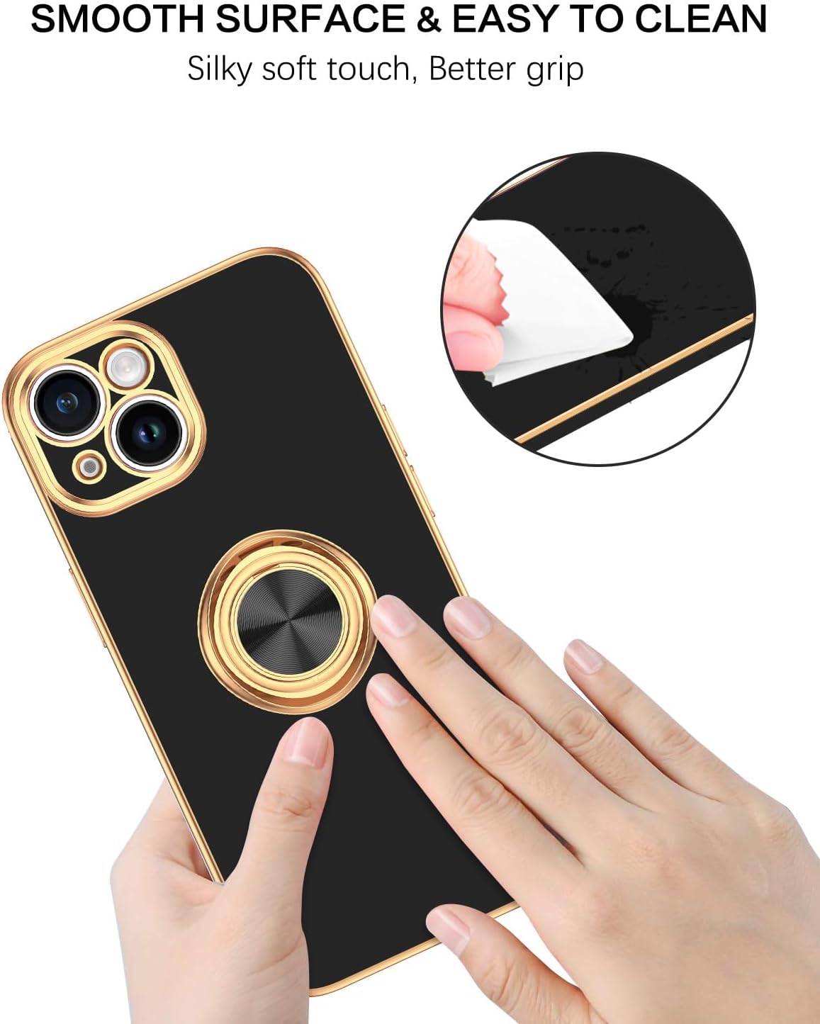 BENTOBEN 15 15, 360 Compatible with iPhone Case, Phone Case iPhone Slim Fit Ring Holder Shockproof Kickstand Magnetic