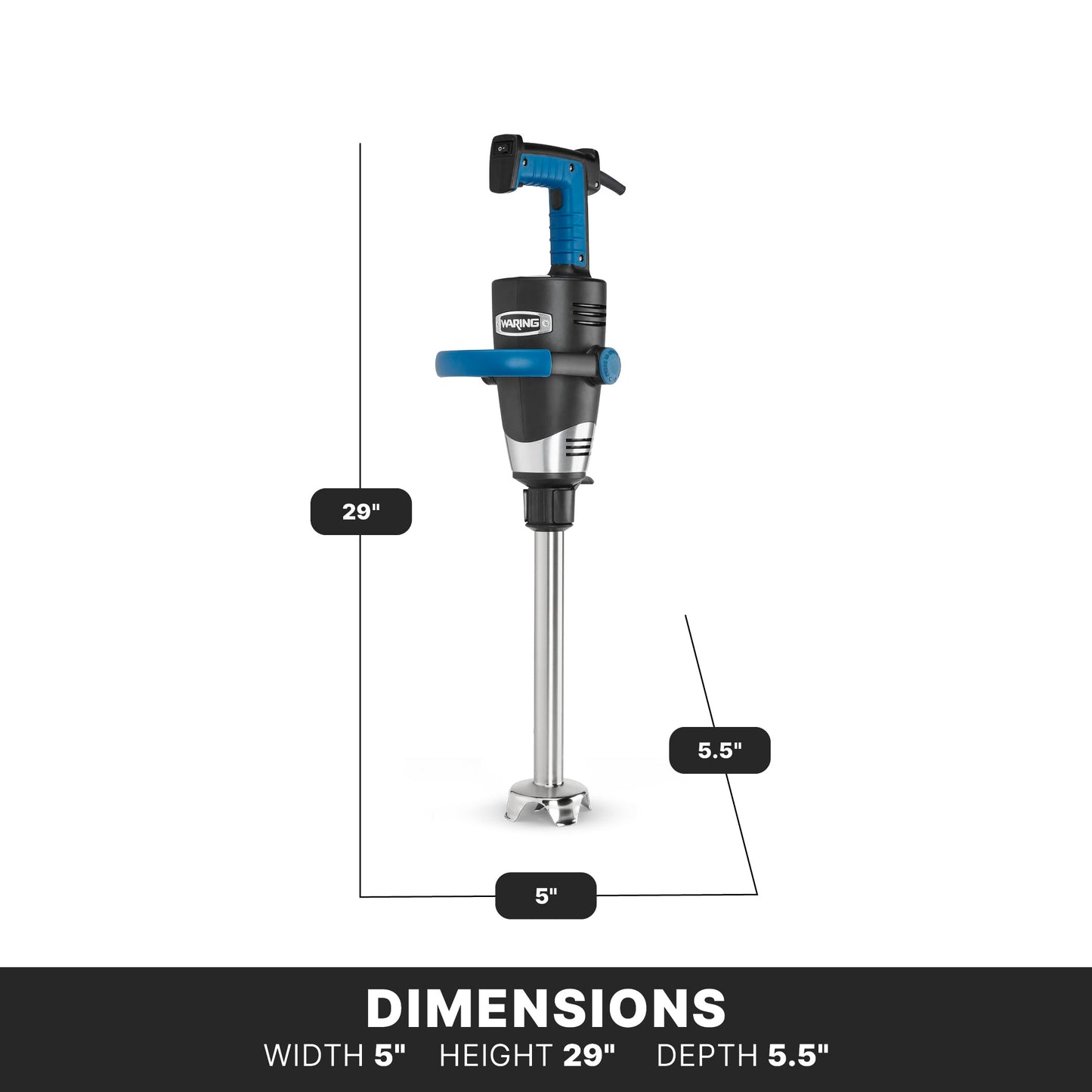 Waring Commercial EvolutionX Immersion Blender, 1.5 Horsepower Motor, 14" Stainless Steel Shaft, Variable Speed, 15-Gallon Capacity, for Professional Hand Blender for Kitchens & Catering, WSB550X