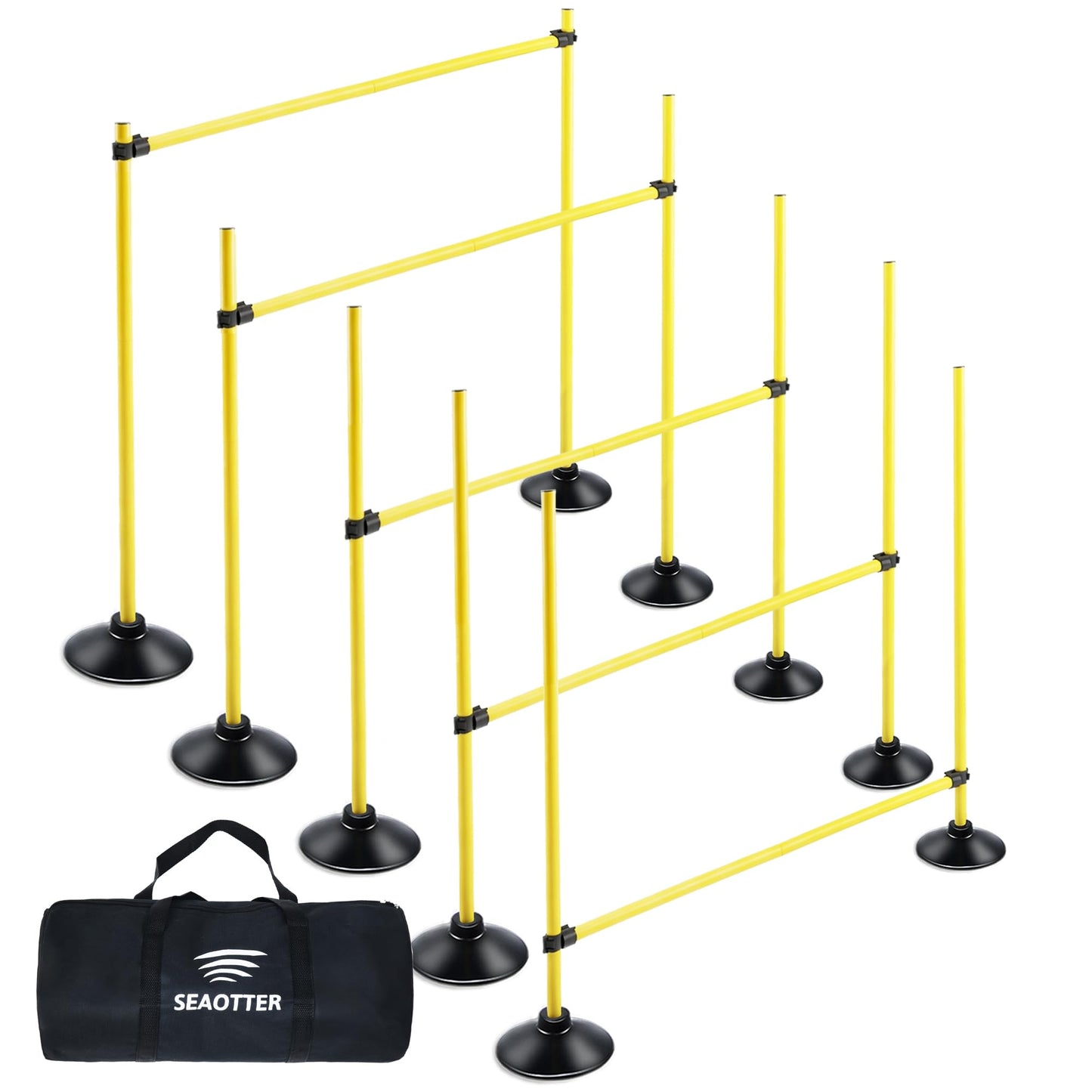 SEAOTTER Agility Hurdles 4FT Detachable Adjustable Sports Speed Training Hurdles with Rubber Base, Wickets Track and Field, Fitness Equipment for Plyometric, Soccer, Kids, Athletes, Physical Therapy