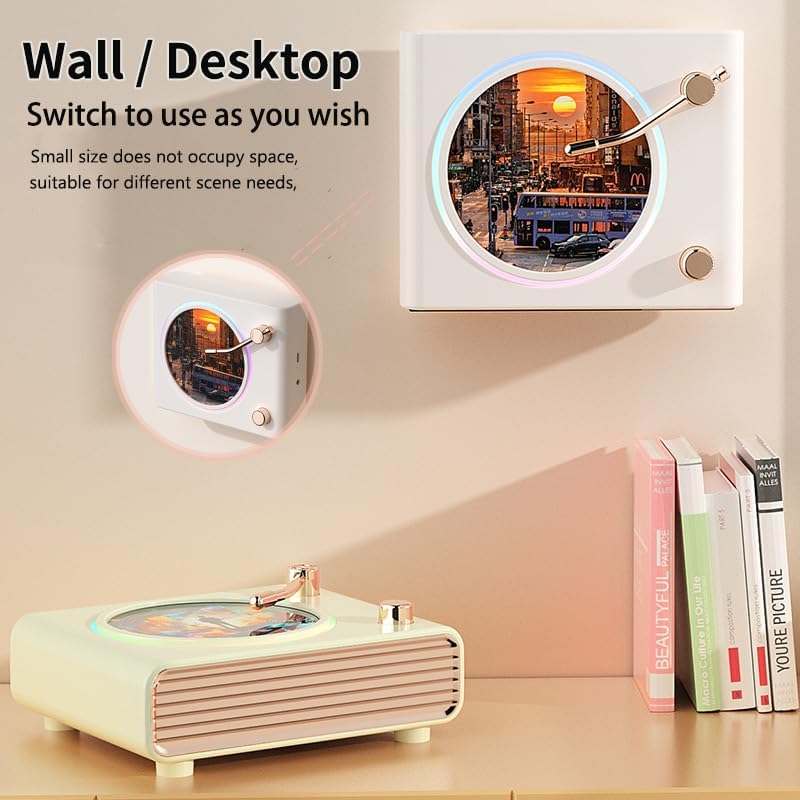 Strackvial Retro Bluetooth Speaker, Wireless Speakers with Bluetooth Desktop Music Player, Portable Record Player