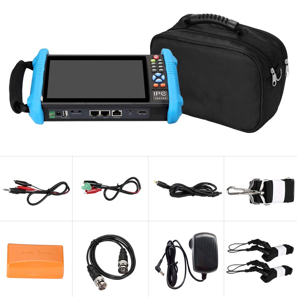 Koolertron 7" IPS Touch Screen 4K H.265 IP Camera Tester - IPC-9800 Plus,CCTV, CVBS, Analog Tester, Built-in WiFi, POE, HDMI, RJ45 TDR, Dual Window, 8GB TF Card, Firmware