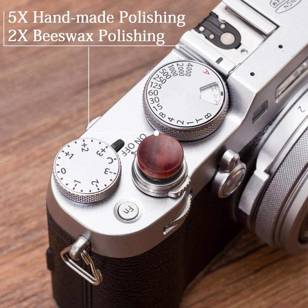 12mm VKO Wood Soft Shutter Release Button,Delicate Camera Shutter Button Concave Surface Red(Wood Grain Random)