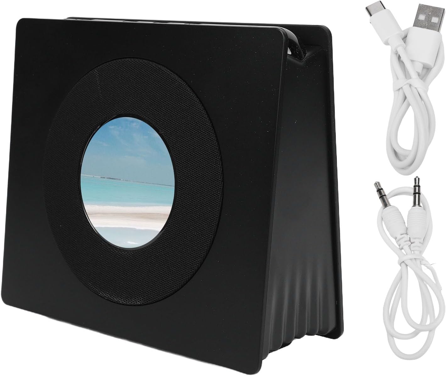 XUMIUZIY 4 1 2.16in Bluetooth Speaker with Dynamic Lyrics Display, in Portable Speaker with Round Screen, Digital Photo