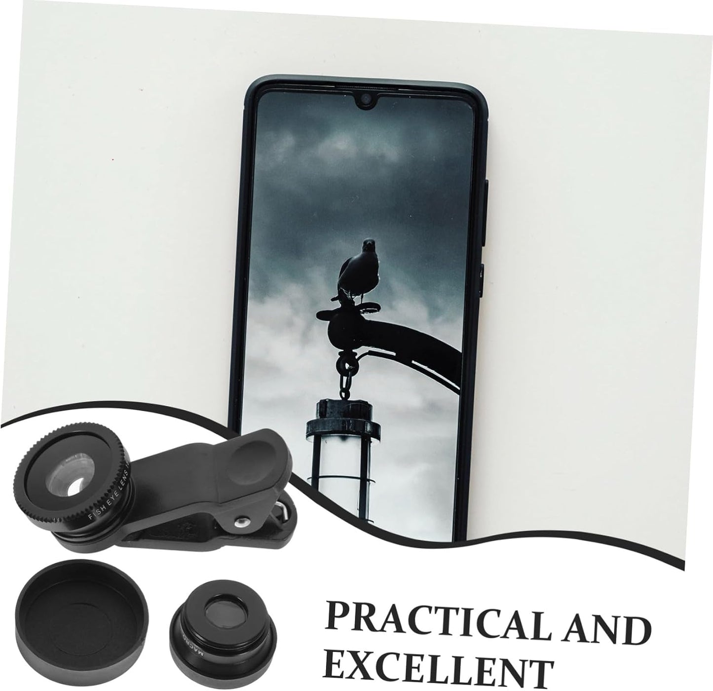 Angoily 1set Phone Camera Lens Kit Macro Wide Angle Fisheye Lenses and Attachments for Smartphones Lightweight Portable