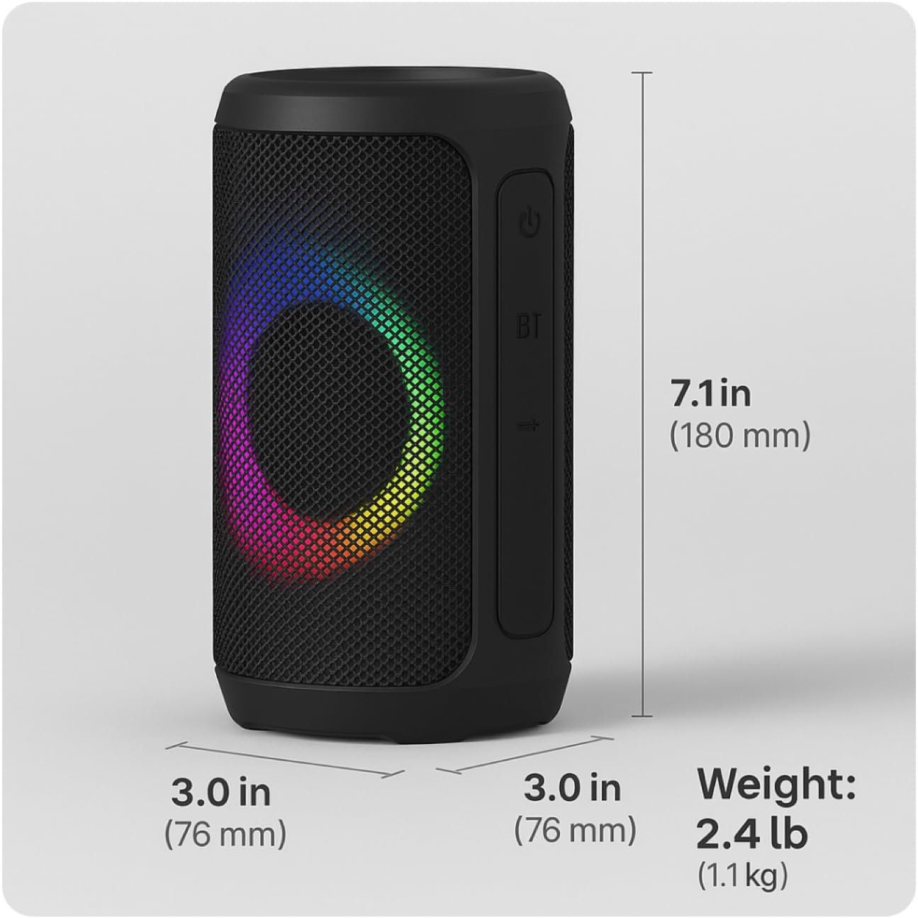 Vortex 30W IPX6 5.2, 10H Portable Bluetooth Speaker with LED Light Show, Waterproof, Deep Bass, TWS & DSP Audio